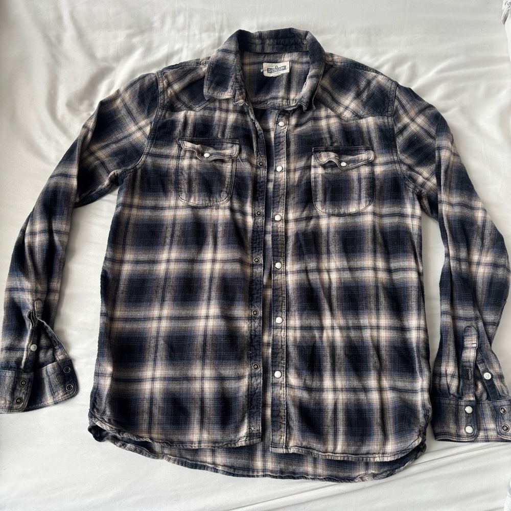 Distillery Apparel Classic Navy and White Plaid Button-Down Shirt
